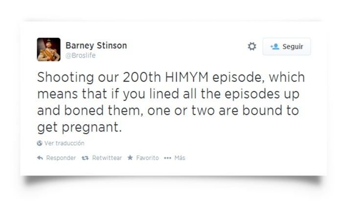 Barney Stinson diciendo algo que nunca diría Barney Stinson