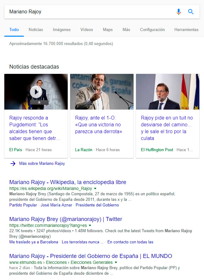 Busqueda en Google de Mariano Rajoy Brey