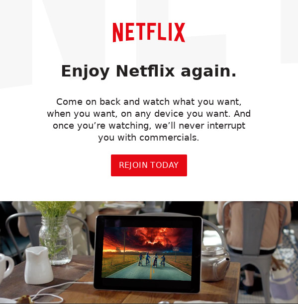 Email per Reactivar usuari de Netflix