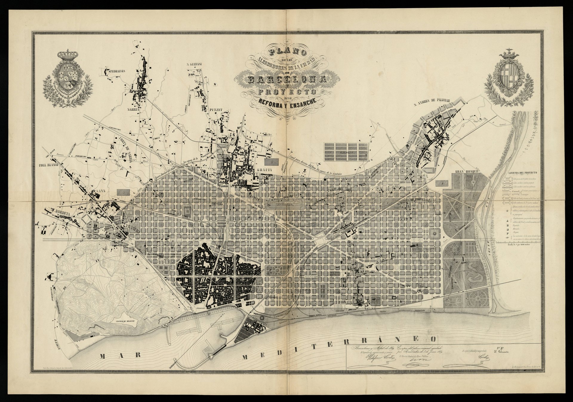 Plan Cerdà original de 1859 para la reforma i Eixample de Barcelona