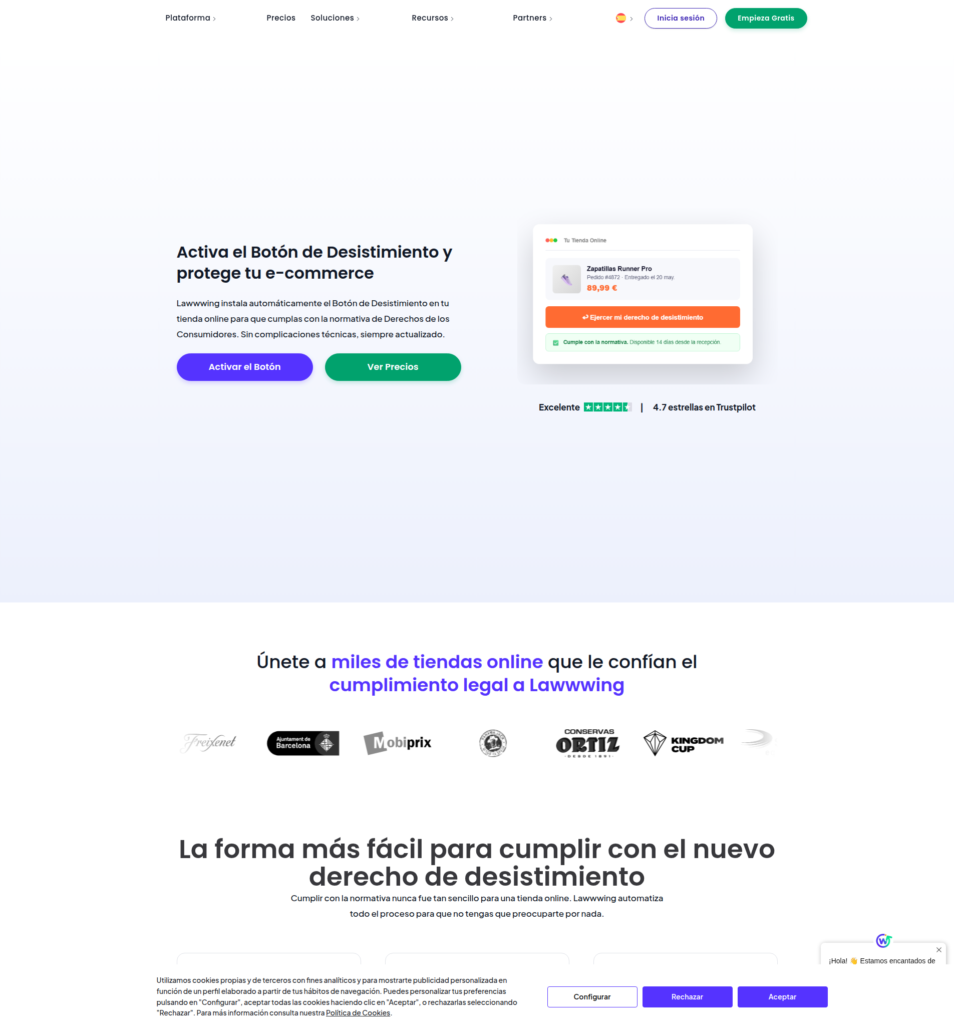 Lawwwing: activa el botó de desistiment i protegeix el teu ecommerce