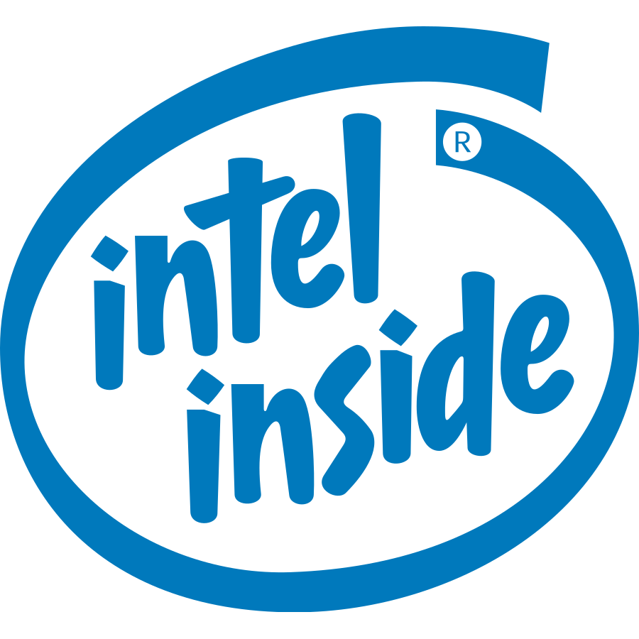 Logotipo original de Intel Inside (1991-2006), en azul, con el óvalo característico