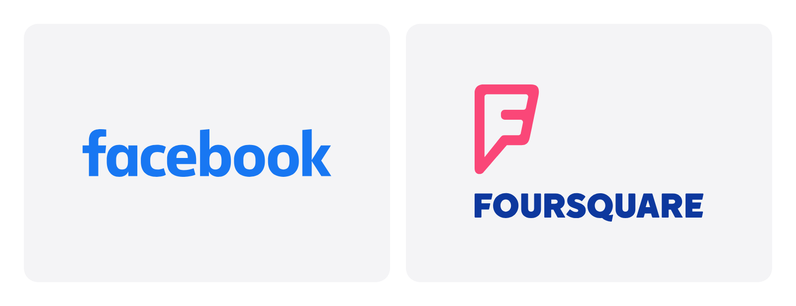 Logotipos de Facebook y de Foursquare
