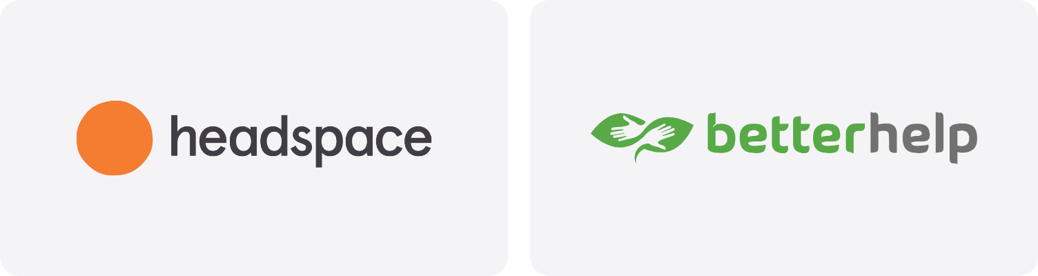 Logotipos de Headspace y BetterHelp